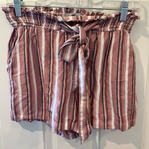 Hollister Ultra High Rise Striped Pink Shorts Size Small